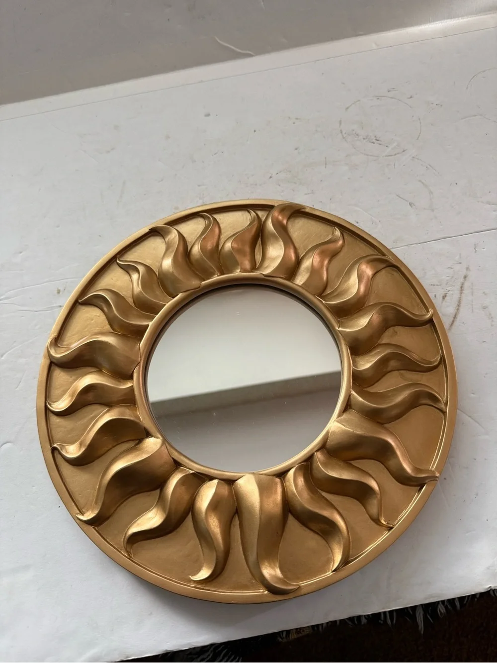 Gold Sunburst Round Wall Mirror - Decorative Home Wall Decor